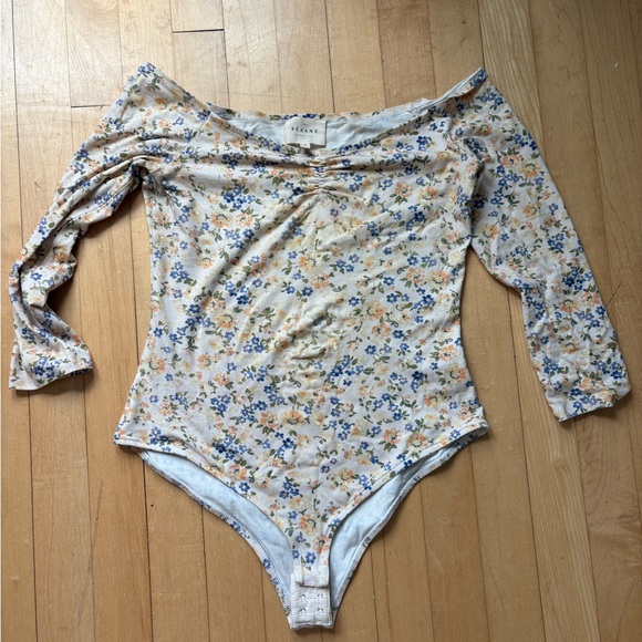Sezane Floral Bodysuit in Yellow and Blue - Picture 2 of 5